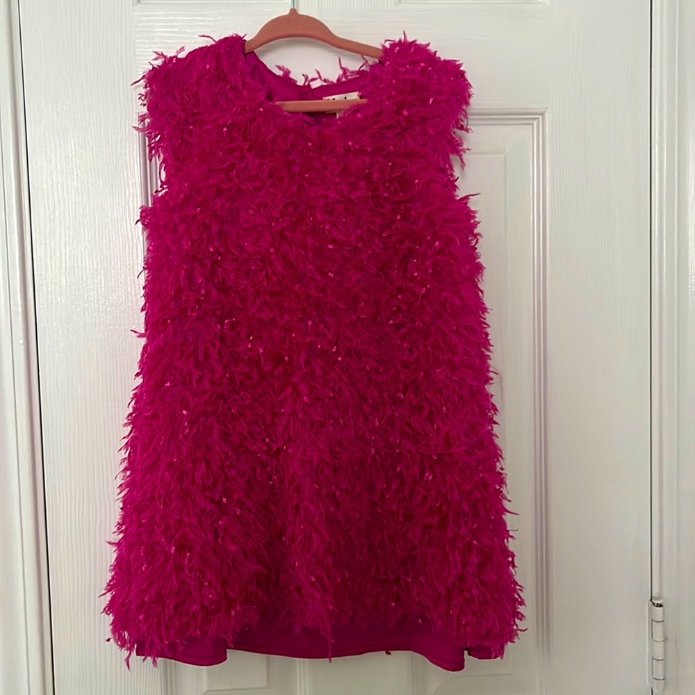 Girls fuchsia party dress perfect condition size 5